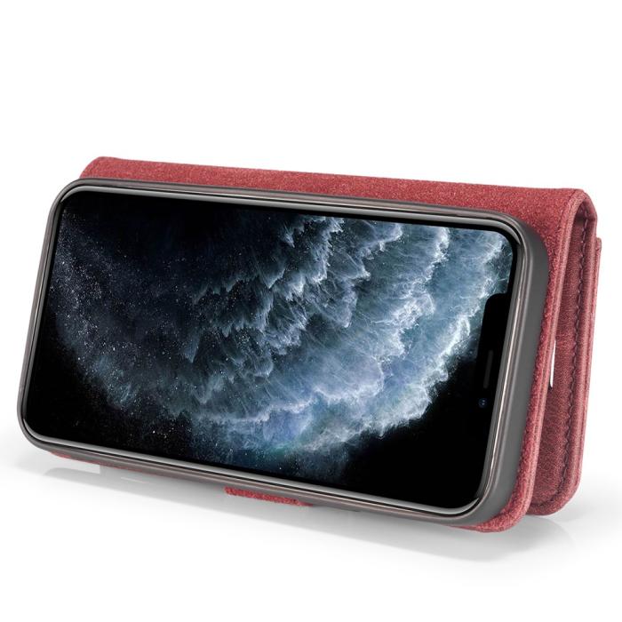 DG.MING - DG.MING Äkta Läder Plånboksfodral iPhone 13 Pro Max - Röd