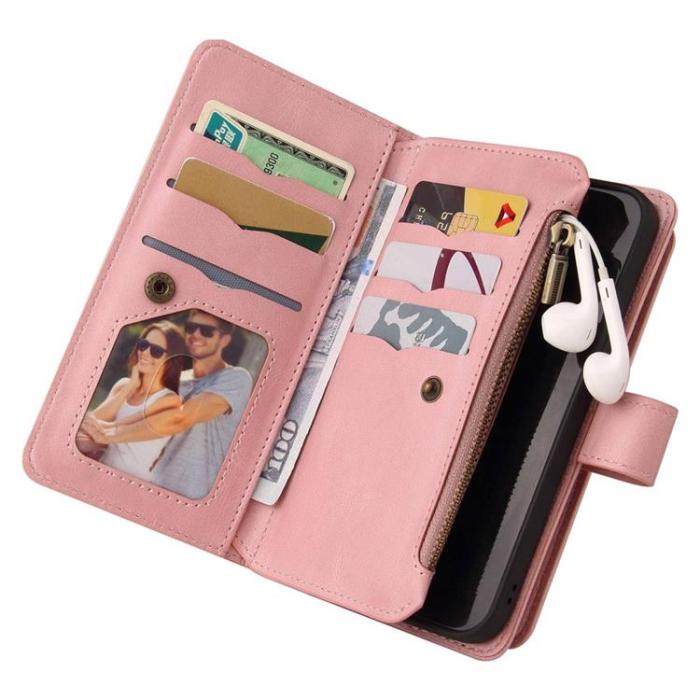 A-One Brand - iPhone 14 Pro Plånboksfodral KT Zipper - Rosa