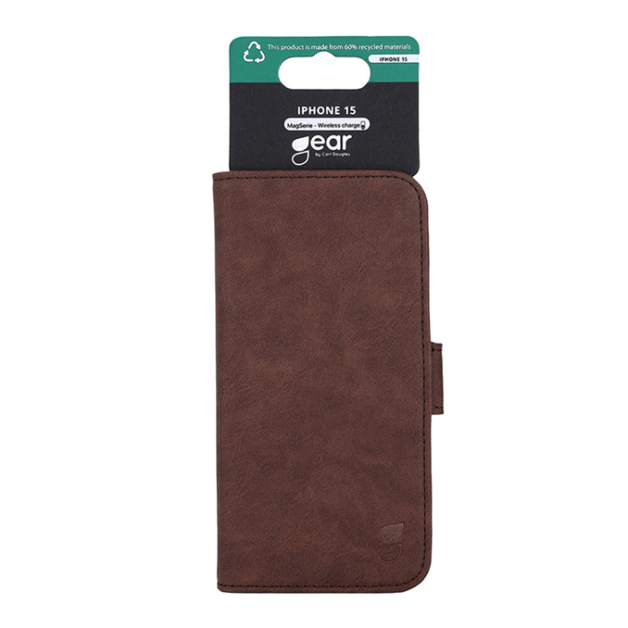 GEAR - Gear iPhone 15 Plånboksfodral Magsafe 3 Kortfack - Brun