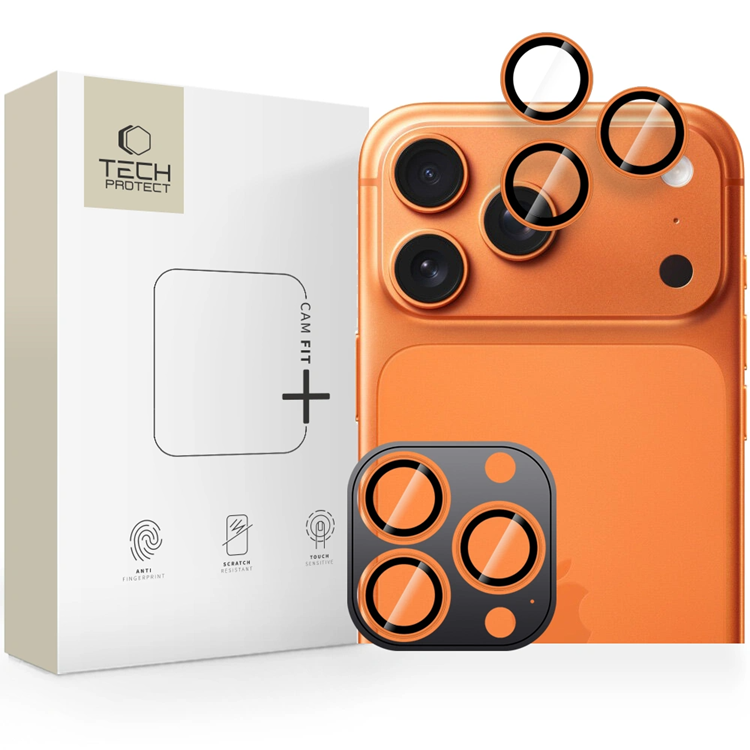 Tech-Protect iPhone 17 Pro/17 Pro Max Härdat Glas Kameraskydd - Cosmic Orange | 5468 | AlltMobil