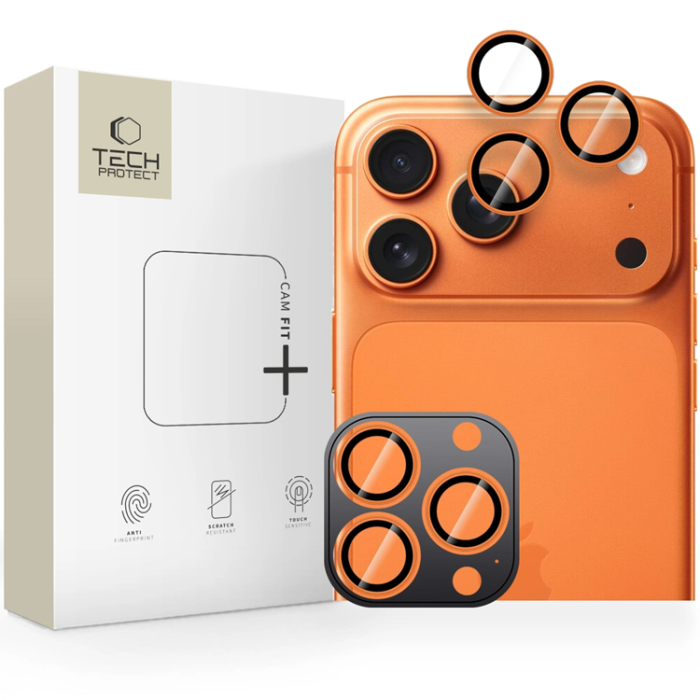 Tech-Protect - Tech-Protect iPhone 17 Pro/17 Pro Max Härdat Glas Kameraskydd - Cosmic Orange