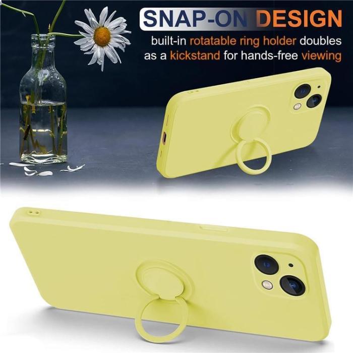 OEM - iPhone 15 Plus Mobilskal Ringhållare Liquid Silikon - Gul