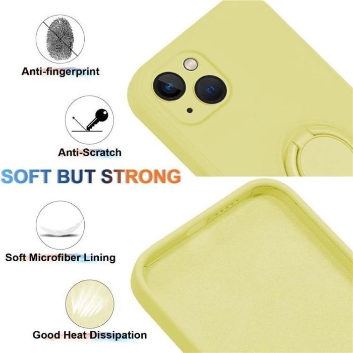 OEM - iPhone 15 Plus Mobilskal Ringhållare Liquid Silikon - Gul
