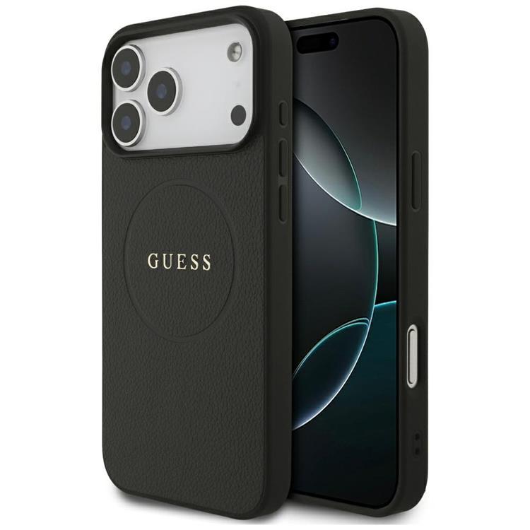 Guess iPhone 17 Pro Max Mobilskal MagSafe Grained Ring - Svart | 2353 | AlltMobil