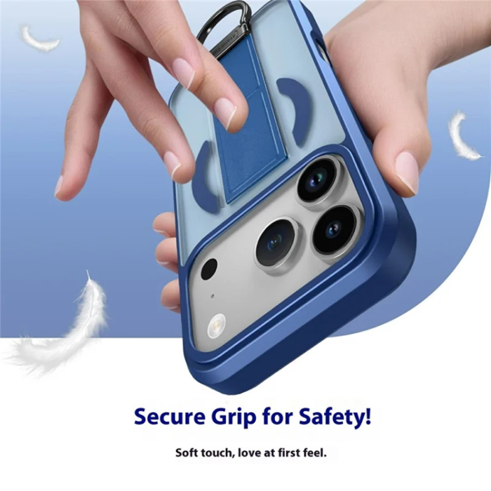 A-One Brand - iPhone 17 Pro Max Mobilskal Magsafe D-Ring Kickstand - Blå