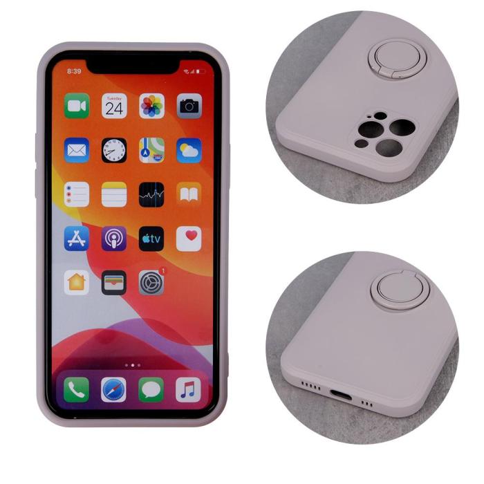 OEM - iPhone 13 Skal med Finger Grepp - Ljusgrå