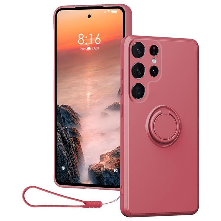 Mobilskal till Galaxy S25 Ultra Ring Kickstand med Rem (Röd) | 2353 | AlltMobil