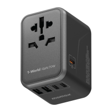 MOMAX - MOMAX GaN Väggladdare 3x USB-C - 2x USB-A 70W PD UA8A Svart