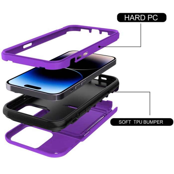 OEM - iPhone 14 Pro Skal Korthållare Mirror Kickstand - Lila