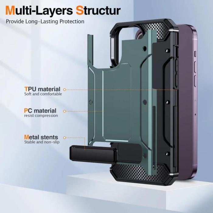 Taltech - iPhone 15 Pro Max Mobilskal Kickstand - Grön
