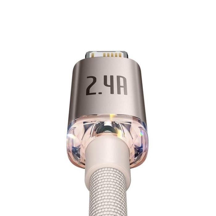 BASEUS - Baseus USB Till Lightning 2m Kabel 2.4A Crystal Shine - Rosa