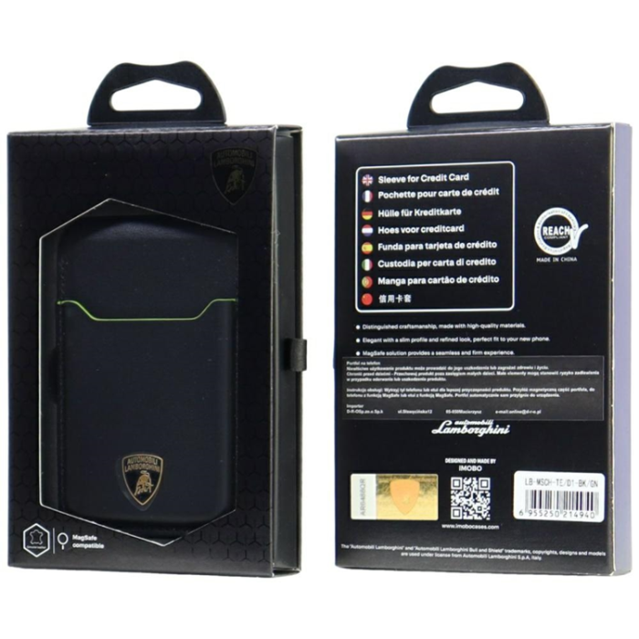 Lamborghini - Lamborghini MagSafe Korthållare D1 Magnetisk Äkta Läder - Grön