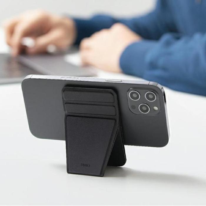 UTGATT5 - Uniq Lyft Magnetic Snap-on Telefonställ och Korthållare - Brun