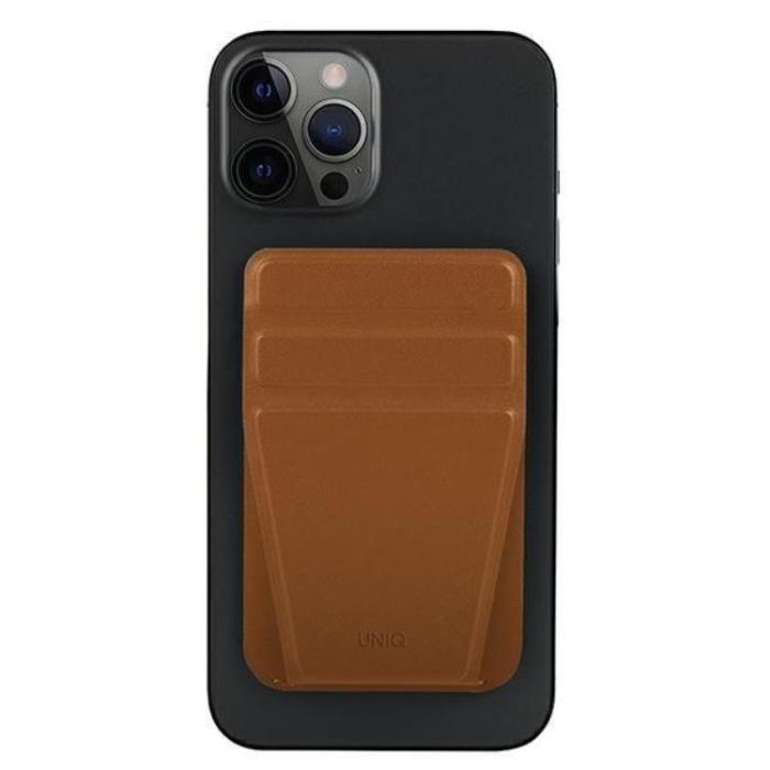 UTGATT5 - Uniq Lyft Magnetic Snap-on Telefonställ och Korthållare - Brun