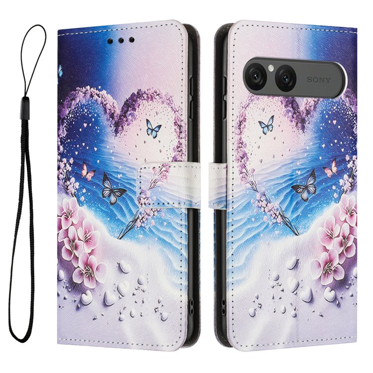 Sony Xperia 10 VII Konstläder Plånboksfodral Pattern Printing - Heart Butterfly | 2353 | AlltMobil