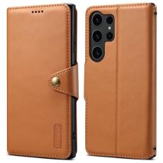 DENIOR - DENIOR Samsung Galaxy S24 Ultra Pl&aring;nboksfodral Konstl&auml;der Khaki