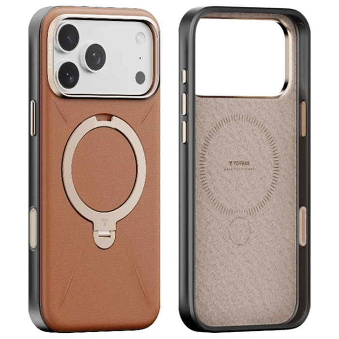 Torras - TORRAS iPhone 17 Pro Max Mobilskal MagSafe Ostand Q PRO - Brun