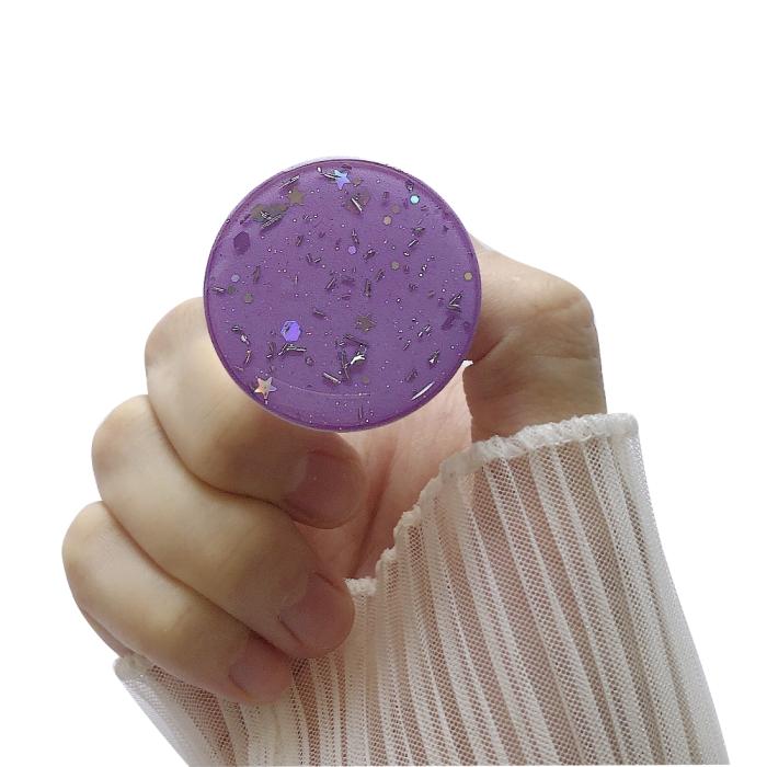 OEM - Round Glitter Mobilhållare / Mobilgrepp - Lila