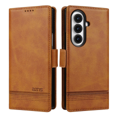 AZNS - AZNS Galaxy Z Fold 7 Plånboksfodral Cowhide Läder - Brun