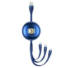 USAMS - USAMS U69 Kabel 3-i-1 1 m SJ508USB02 (US-SJ508) &ndash; Bl&aring;