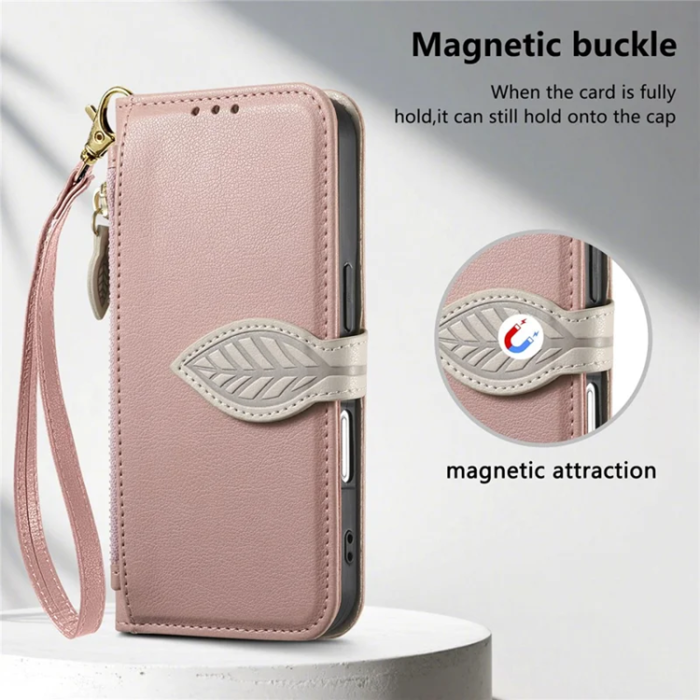 A-One Brand - iPhone 17 Pro Plånboksfodral Leaf Magnetiskt Spänne Konstläder