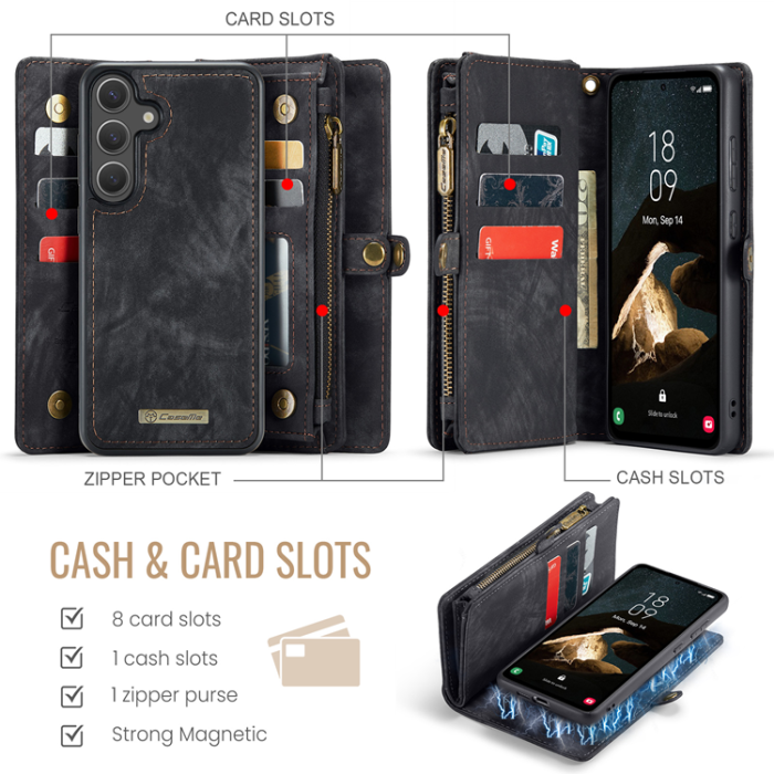 Caseme - CASEME Galaxy S25 FE Plånboksfodral Detachable 008 - Svart