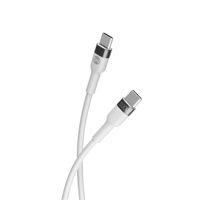 Forever - Forever USB-C Till USB-C Kabel 100W 2m Flexible - Vit