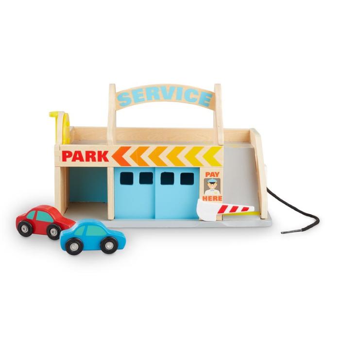 MND - MND Träleksak Wooden Service Station Parking Garage