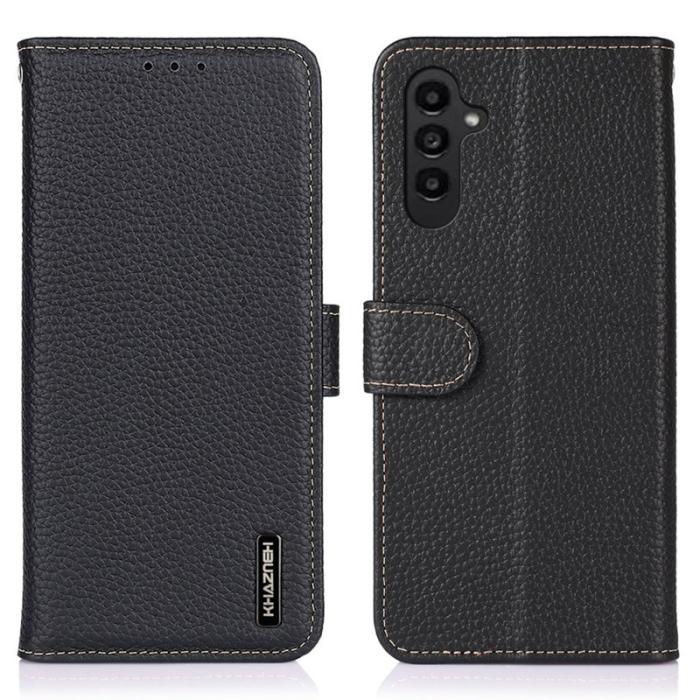KHAZNEH - KHAZNEH Mobilfodral för Samsung Galaxy S26 Plus Äkta läder Flip - Svart