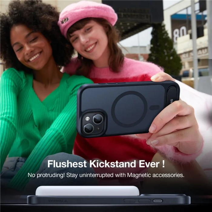 Torras - Torras iPhone 15 Mobilskal Magsafe Kickstand - Svart