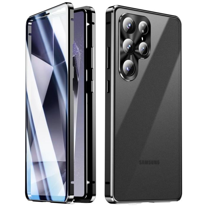 OEM - Mobilskal för Samsung Galaxy S26 Ultra Dubbel sidor Härdat glas + Metall - Svart