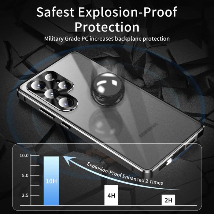 OEM - Mobilskal för Samsung Galaxy S26 Ultra Dubbel sidor Härdat glas + Metall - Svart