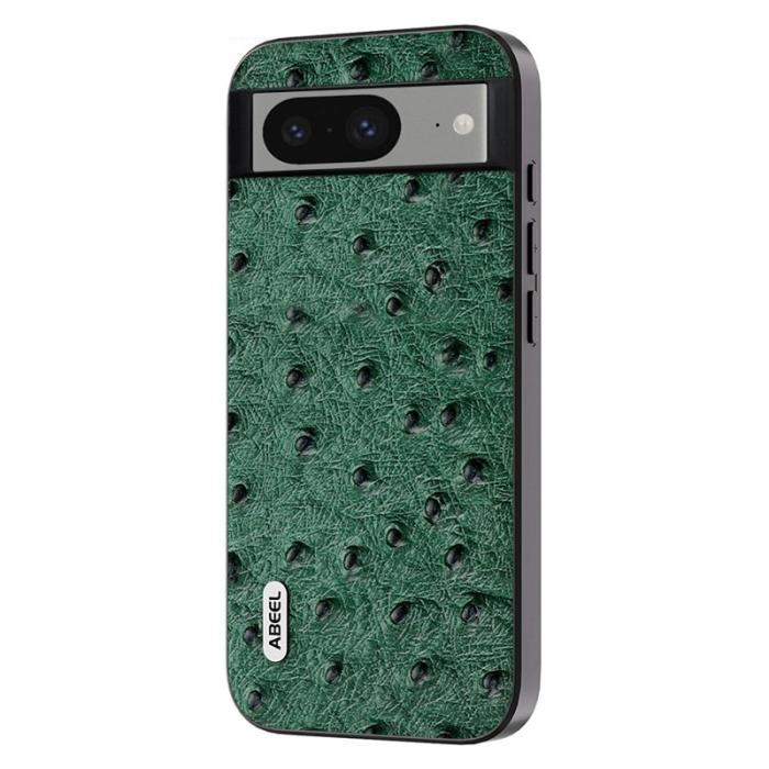 ABEEL - ABEEL Mobilskal till Google Pixel 8 Ostrich Textur Äkta Läder Grön