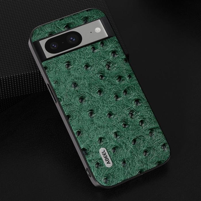 ABEEL - ABEEL Mobilskal till Google Pixel 8 Ostrich Textur Äkta Läder Grön