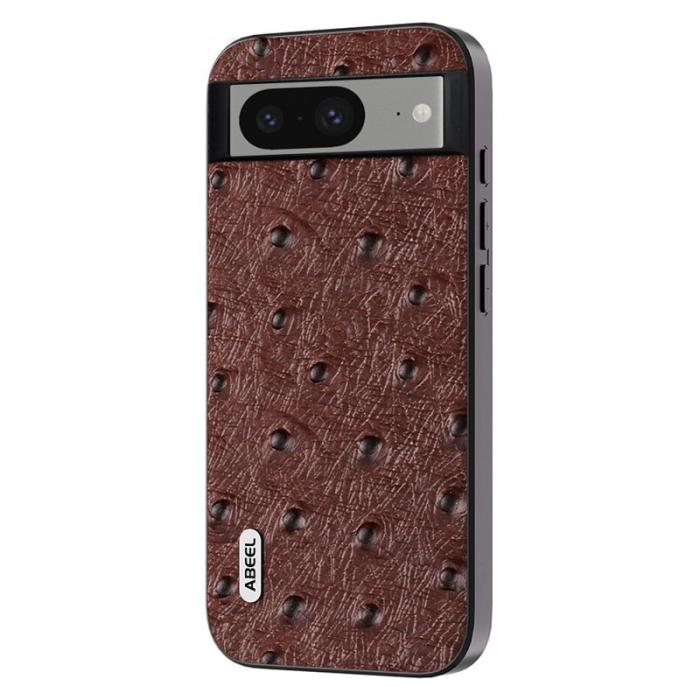 ABEEL - ABEEL Mobilskal till Google Pixel 8 Ostrich Textur Äkta Läder - Brun