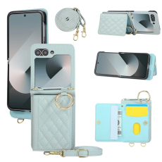 A-One Brand - Galaxy Z Flip 7 FE / Z Flip 6 Mobilskal Korthållare Kickstand Rhombus - Blå