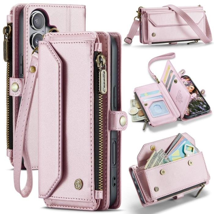 Caseme - CASEME Plånboksfodral Konstläder för iPhone 17 med dragkedja - Rosa
