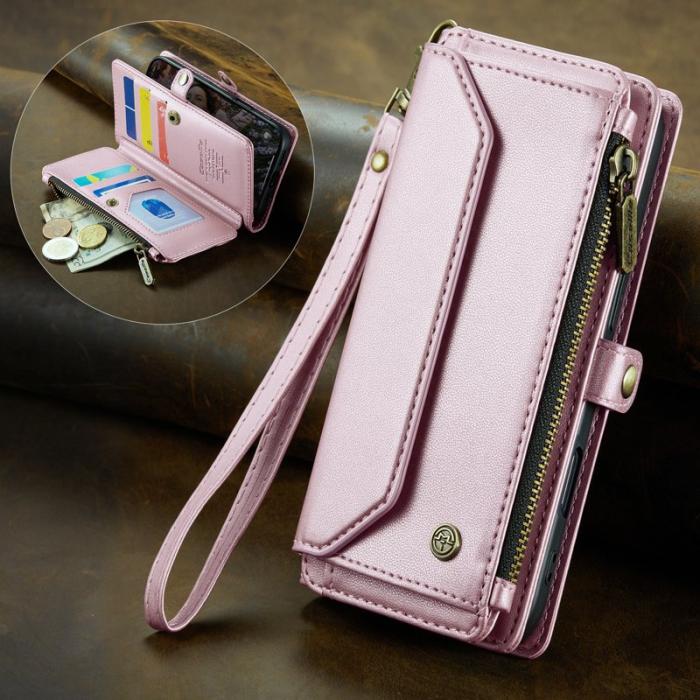 Caseme - CASEME Plånboksfodral Konstläder för iPhone 17 med dragkedja - Rosa