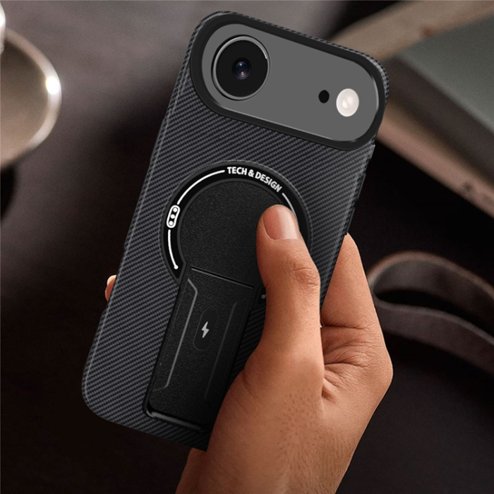 A-One Brand - iPhone 17 Air Mobilskal MagSafe Kickstand Carbon Fiber - Röd