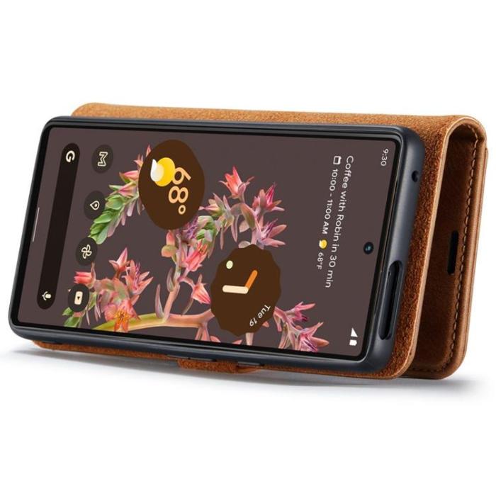 DG.MING - DG.MING Google Pixel 7 Plånboksfodral Detachable 2in1 Äkta läder - Brun