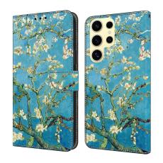 OEM - Samsung Galaxy S26 Ultra Pl&aring;nboksfodral Konstl&auml;der M&ouml;nstertryck - Aprikosblomma
