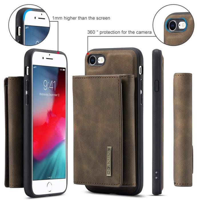 DG.MING - DG.MING Plånboksfodral Konstläder för iPhone 7/8/SE 2020/2022 - Brun