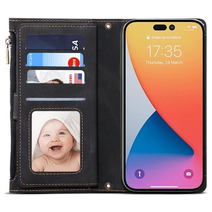ESEBLE - ESEBLE Star Series iPhone 16 Pro Plånboksfodral Konstläder - Svart