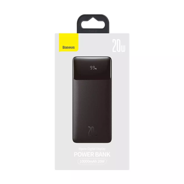 BASEUS - Baseus Digital Display Snabbladdare 10000mAh 20W - Svart