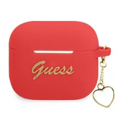 Guess - Guess AirPods 3 Skal Silicone Charm Heart - R&ouml;d