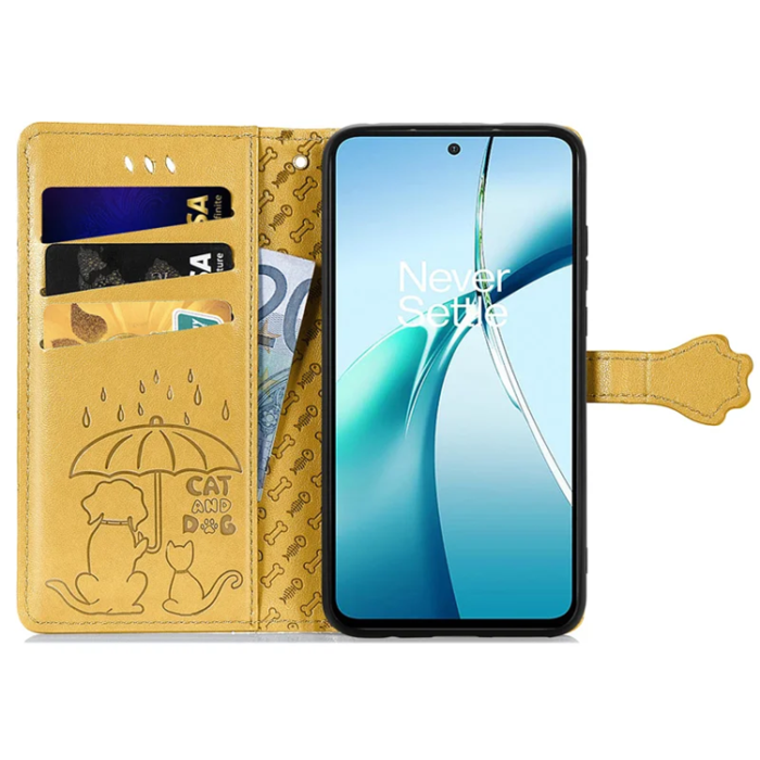 A-One Brand - Xiaomi 15 Ultra Plånboksfodral Cat Dog Pattern - Gul