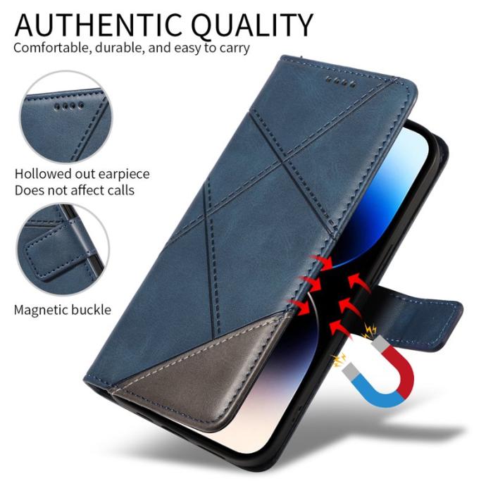 OEM - Samsung Galaxy S26 Ultra Fodral Äkta Läder Geometrisk Design - Blå