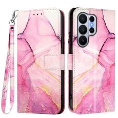 OEM - Samsung Galaxy S26 Ultra Skal Marmor M&ouml;nster &Auml;kta L&auml;der - Rosa