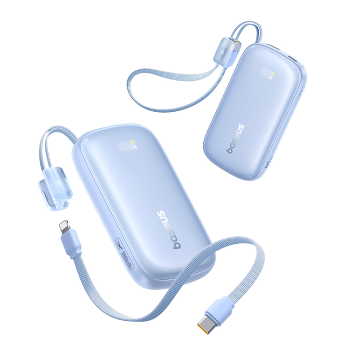 BASEUS - Baseus Powerbank 10000mAh 45W med USB-C till Lightning Kabel - Blå