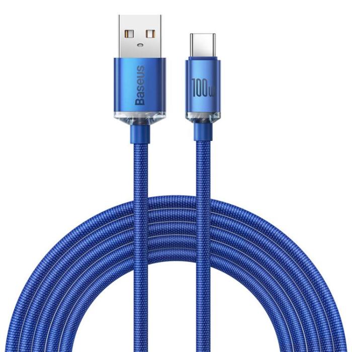 UTGATT1 - Baseus Crystal USB-A till USB-C Kabel 100W 2m - Blå